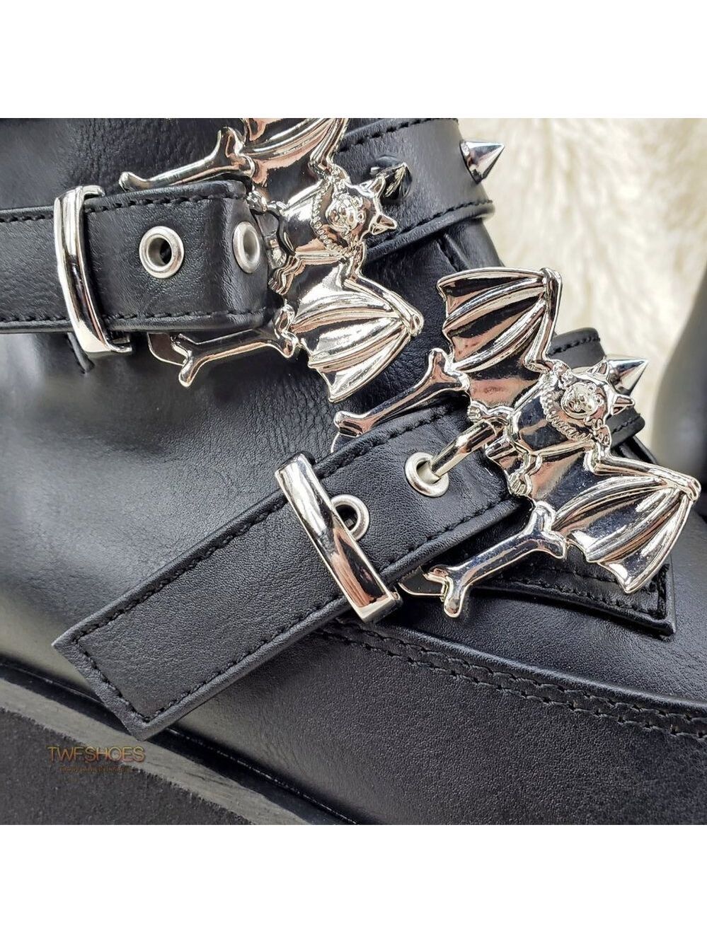Ashes Bat Buckle 3.5" Platform Goth Punk Boots Restocked - Picture 8 of 12